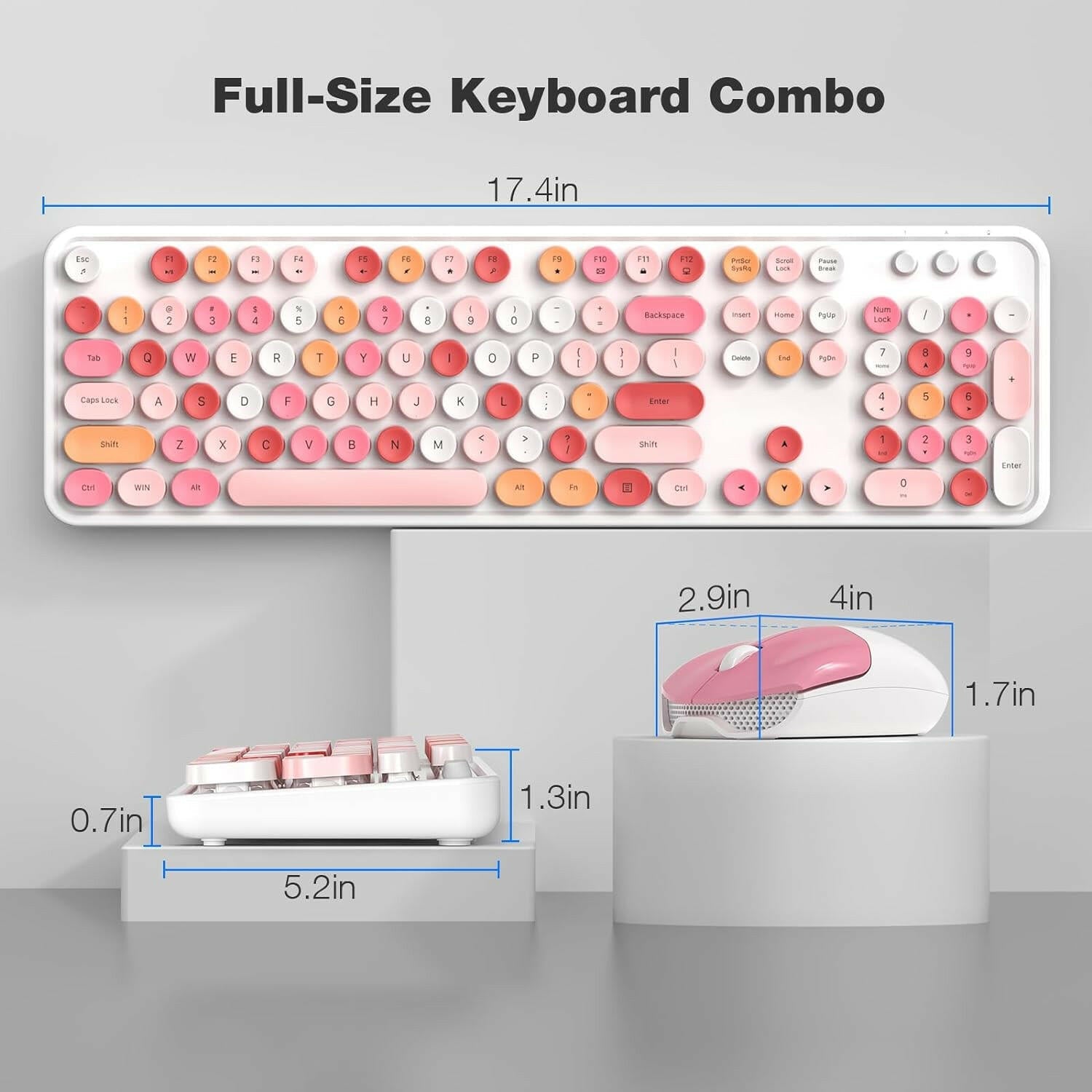 MOFII Wireless Keyboard and Mouse Combo - White Pink - TapElf