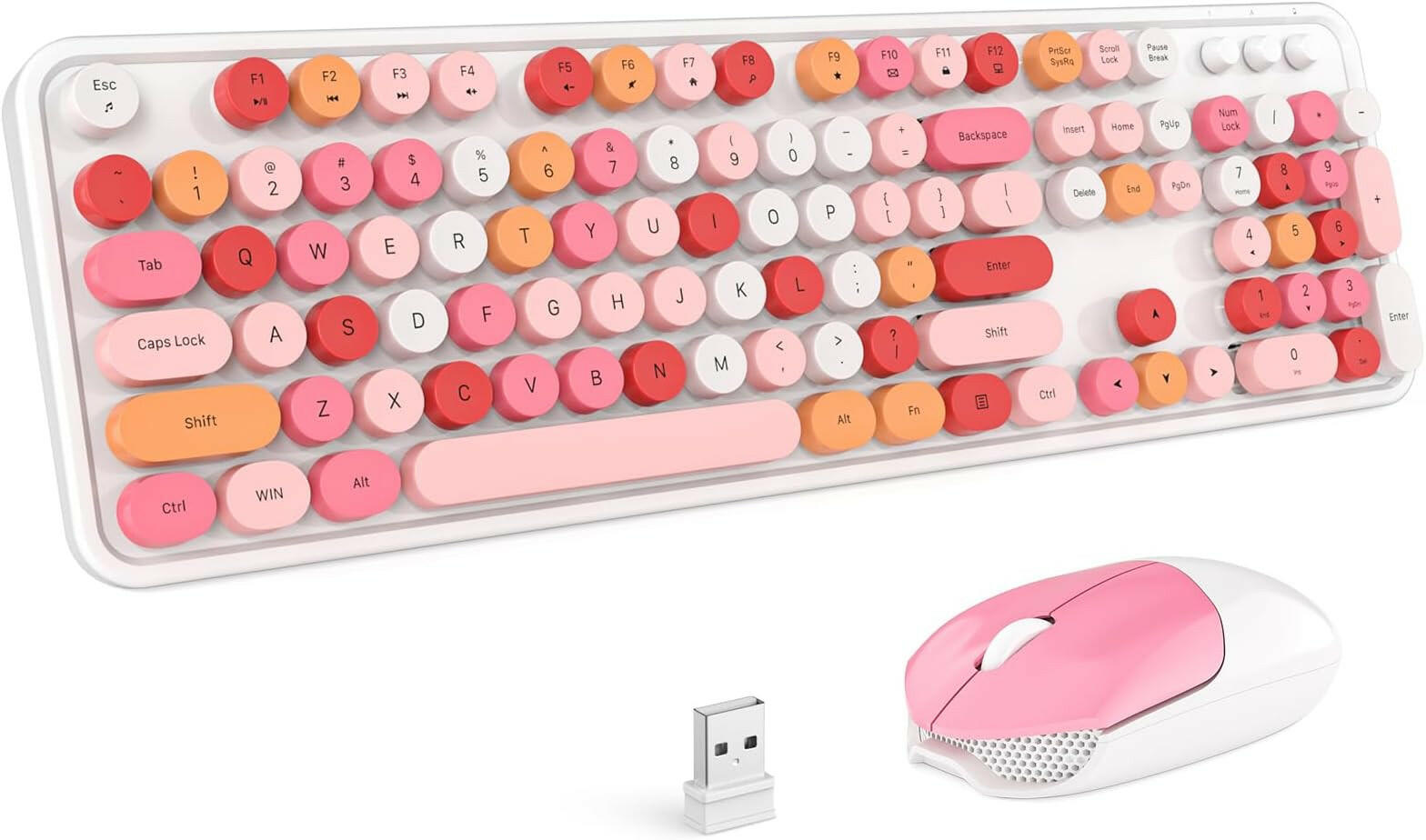 MOFII Wireless Keyboard and Mouse Combo - White Pink - TapElf