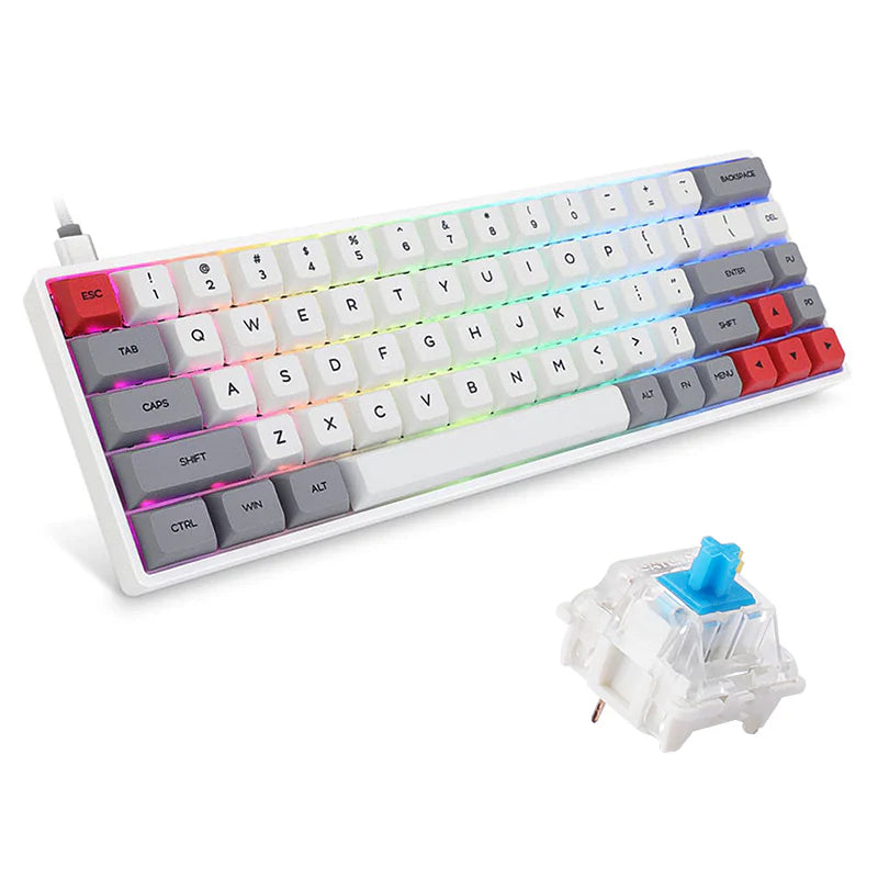 SKYLOONG GK68 White Wireless Mechanical Keyboard - Tapelf