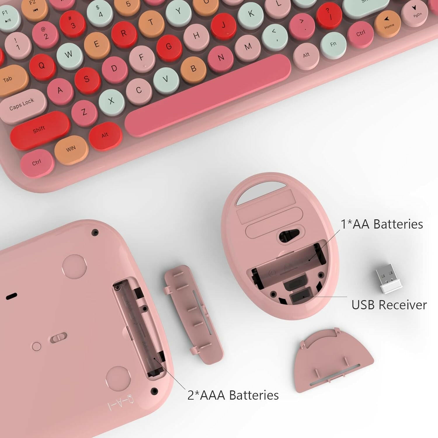 MOFII Wireless Keyboard and Mouse Combo - Pink - TapElf