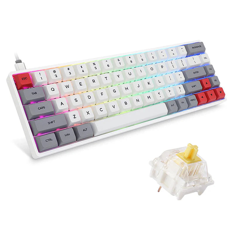 SKYLOONG GK68 White Wireless Mechanical Keyboard - Tapelf