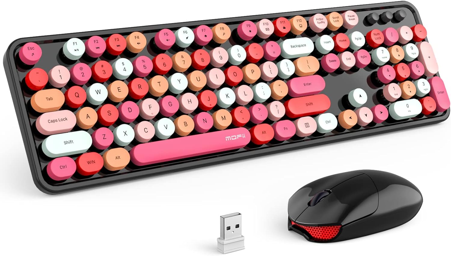 MOFII Wireless Keyboard and Mouse - Black Pink - Tapelf