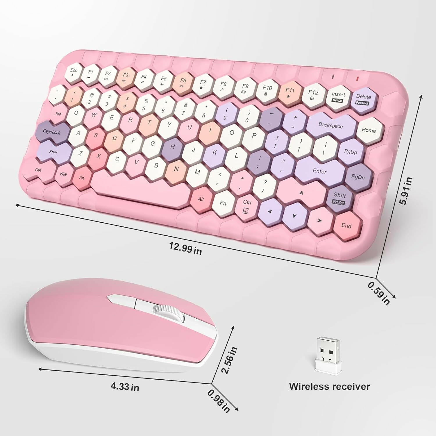 MOFII Wireless Keyboard and Mouse - Pink - TapElf