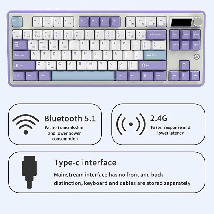 Ajazz  AK870 Tri-Mode Wireless Mechanical Keyboard - TapElf