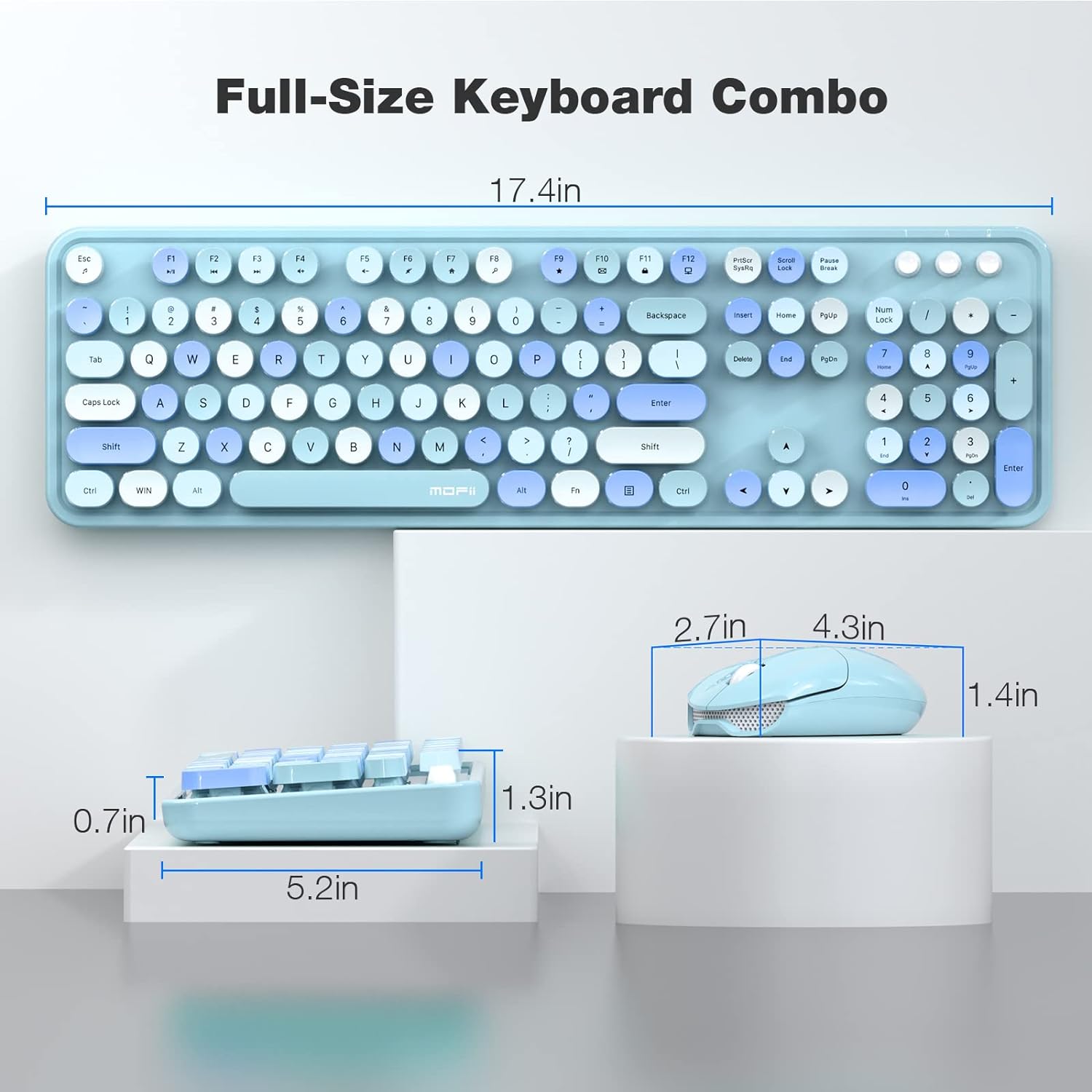 MOFII Wireless Keyboard and Mouse Set (Blue Colorful) - TapElf