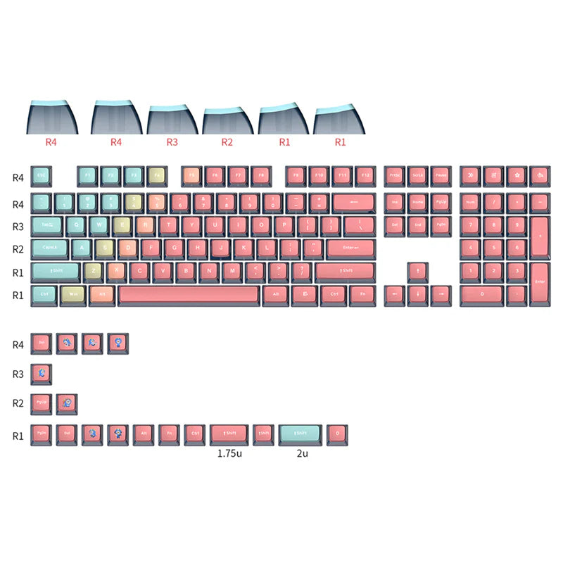 SKYLOONG GK7 Pudding PBT ASA Profile Keycap Set 126 Keys - Tapelf