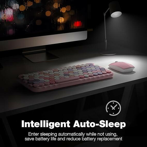 MOFII Wireless Keyboard and Mouse - Pink - TapElf