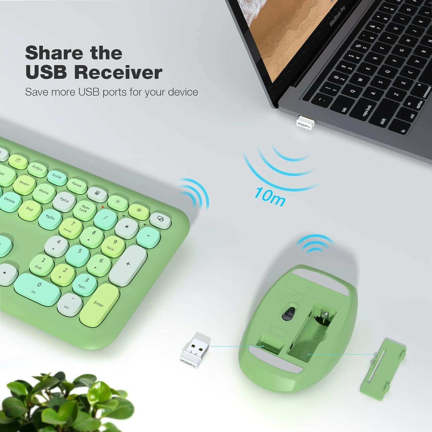 MOFII Wireless Keyboard and Mouse - Green - TapElf