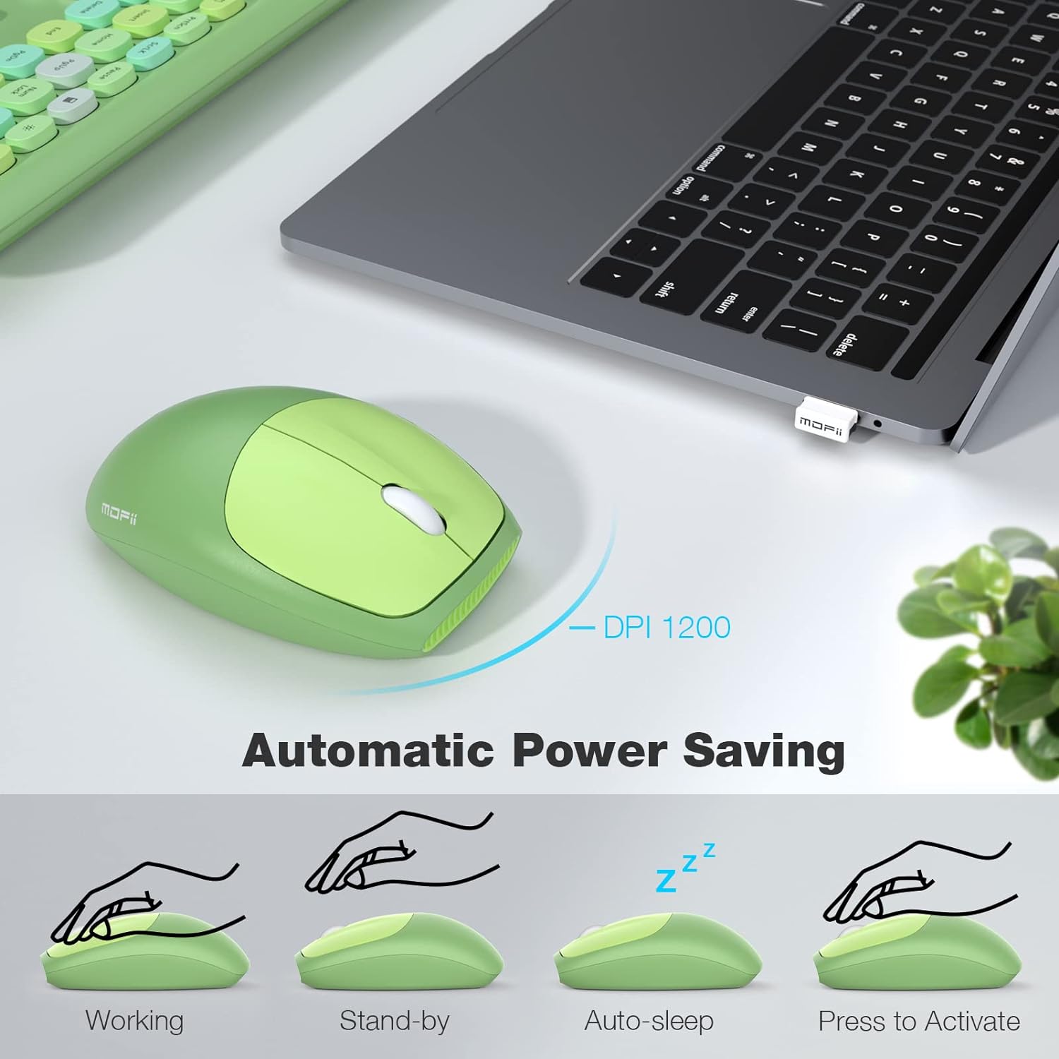 MOFII Wireless Keyboard and Mouse - Green - TapElf