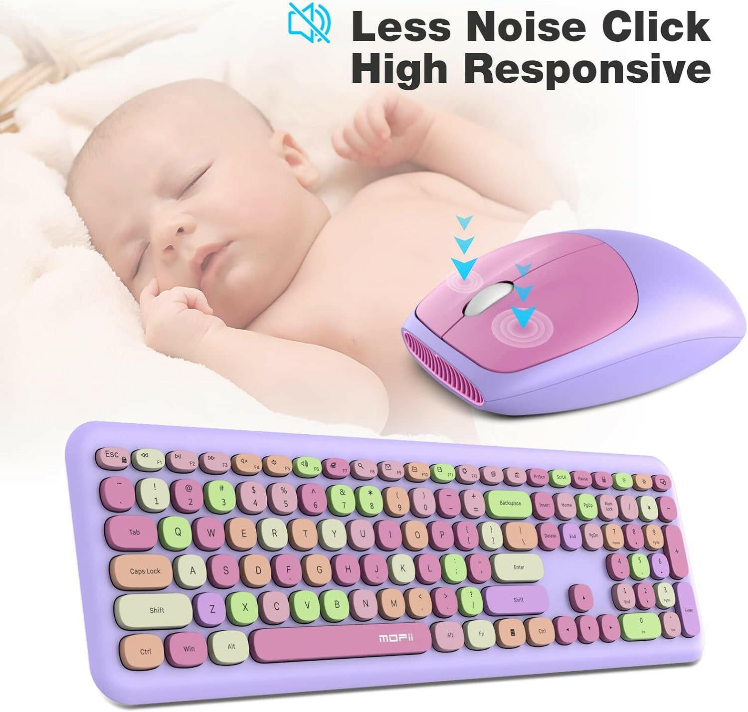 MOFII Wireless Keyboard and Mouse Combo - Purple - TapElf