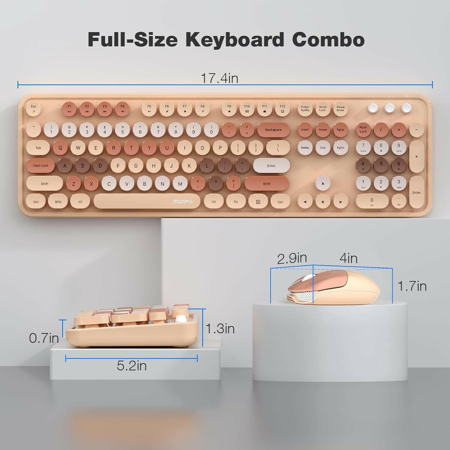 MOFII Wireless Computer Keyboard and Mouse Combo (Milk Tea) -Tapelf