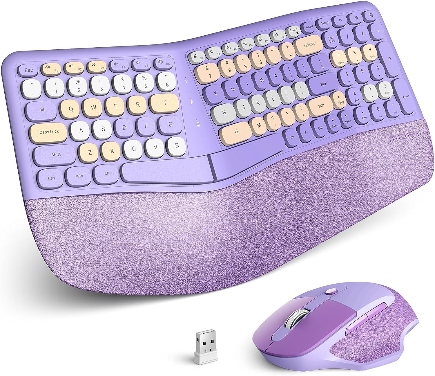 Ergonomic Keyboard and Mouse - Purple